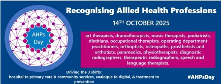This is an image showing the AHP Day logo and listing all the professions included in the AHP group.