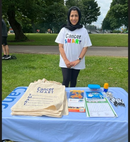 Photo of Cancer Champion Mariam in Peel Park July 2023 #2.png.jpg