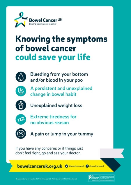 Bowel Cancer Symptoms leaflet cover